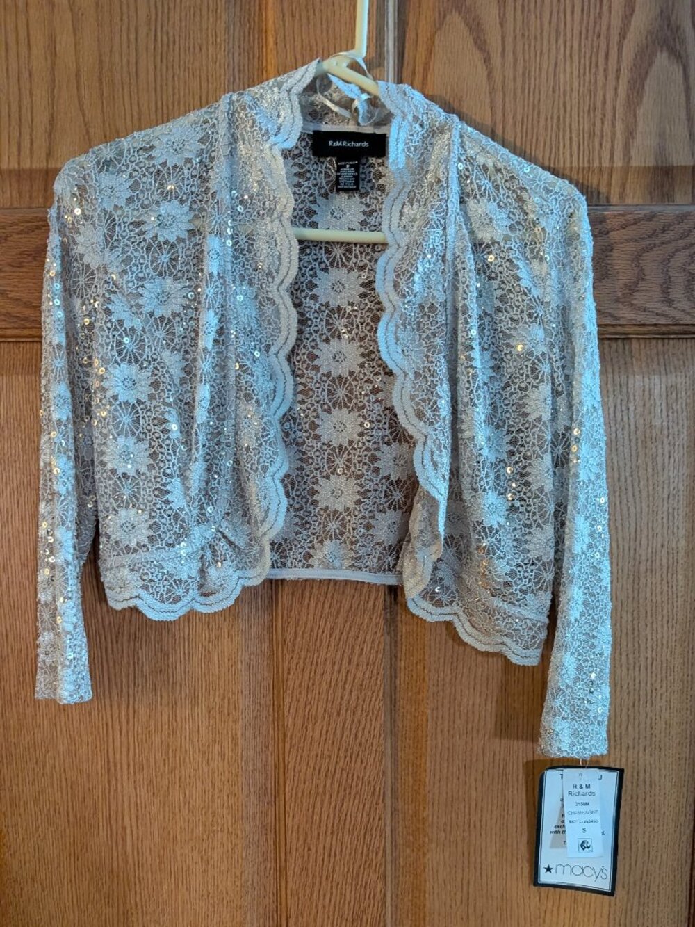 Taupe and gold sequin shrug